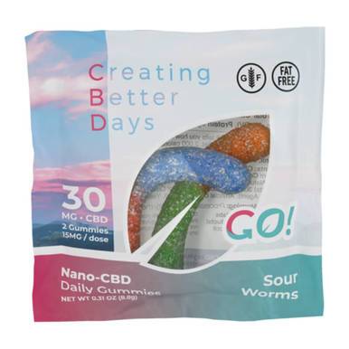 Creating Better Days - CBD Edible - Go! Nano-CBD Sour Worms - 30mg