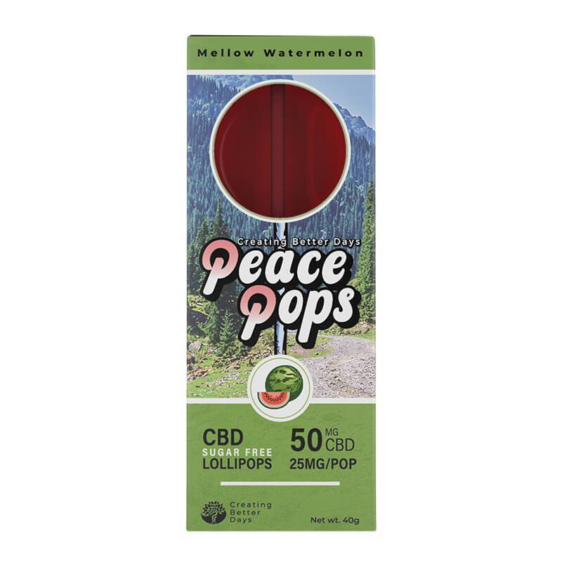 Creating Better Days - CBD Edible - Peace Pops - Mellow Watermelon - 2pc-25mg