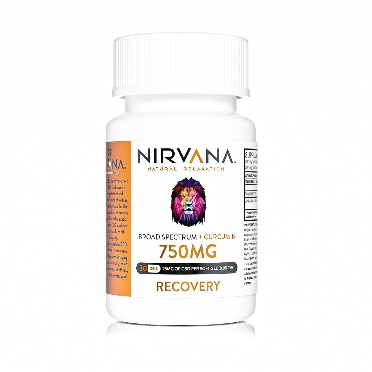 Nirvana CBD + Curcumin (Turmeric) Gel Capsules - 750mg/30 gels