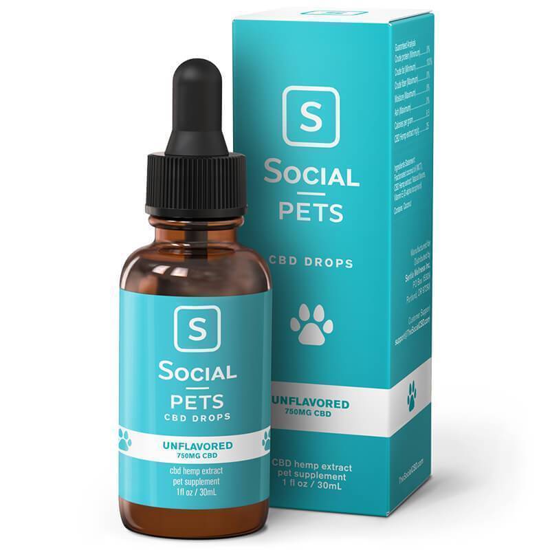 Social - CBD Pet Tincture - Broad Spectrum Unflavored - 250mg-500mg